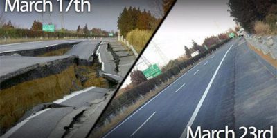 Ingenieros japoneses reparan una autopista destruida en 6 días