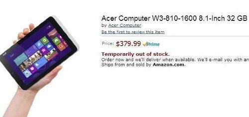 Acer Iconia W3, primer tablet Windows 8 de 8 pulgadas