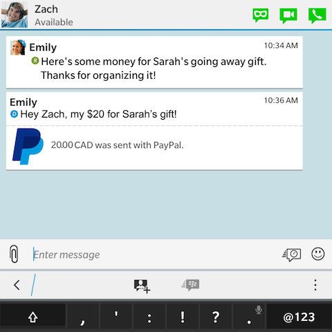 Los usuarios de BBM podrán enviar dinero vía PayPal