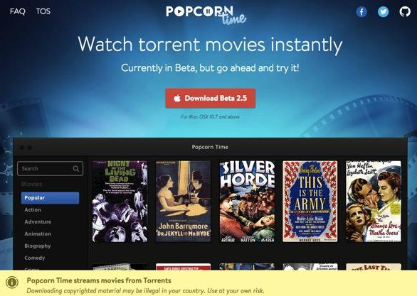 Usuarios de Popcorn Time son demandados por un estudio cinematrográfico