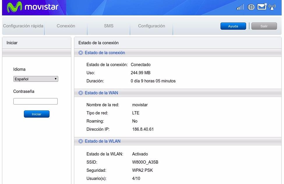 Pantalla de ingreso al administrador del router usando 192.168.1.1 - Modem de Movistar