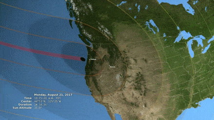 trayectoria del eclipse del 21 de Agosto de 2017