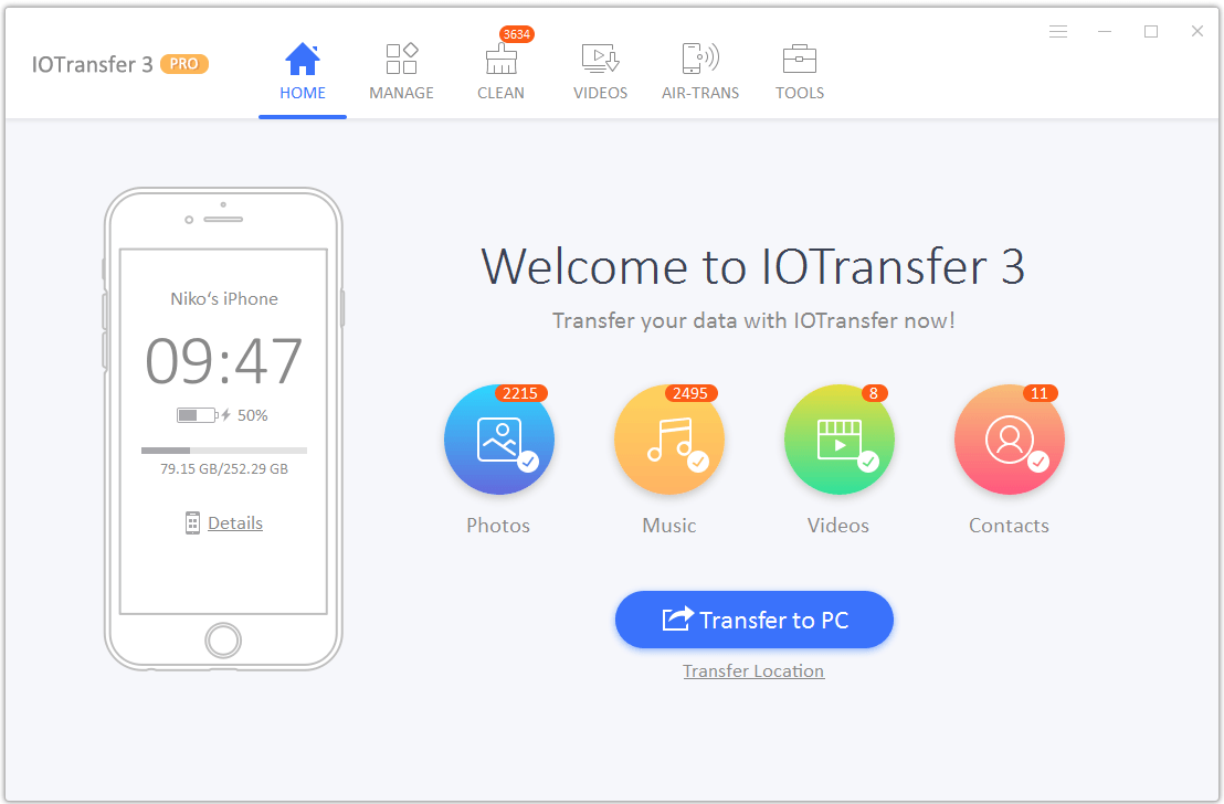 iotransfer3 welcome screen