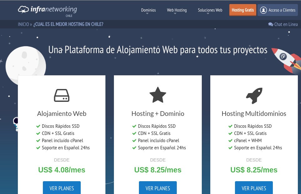Infranetworking y su filial de web hosting para Chile